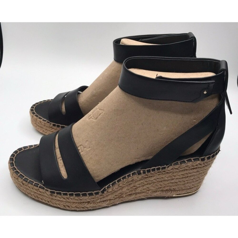 Franco Sarto Sandals Womens Size 10 M Black Wedge Espadrilles